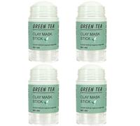 Green Tea Clay Mask Stick for Deep Cleansing - Purifying Green Tea Extract Face Mask with Vitamin E & Glycerin, Helps Refresh, Moisturize & Balance Skin Tone for Men and Women, All Skin Types (4pcs)
