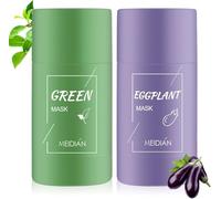 Green Tea/Eggplant Purifying Mud Mask, Blackhead-Removing Peel-Off Mask, Improves Facial Dullness, Oil Control, Deep Cleansing, Acne Treatment, and Exfoliating