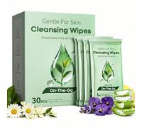 Green Tea Facial Cleansing Wipes, 30PCS Extra Large No Rinse Cleansing Cloths for Body, Gentle Cleanse, Soothe & Hydrate, Travel Essentials & Disposable for Post Workout Cleanup & Elderly Hygiene