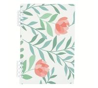 Green Teal Leaves Notebook, Elegant Floral Notebooks A5, Lined Paper Aesthetic Notebook 120Pages/60Sheets, Work Books for Women, Note Book A5 for Study, College Supplies Women Man