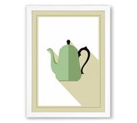 Green Teapot Question Minimalist Framed Wall Art Print A1 (84.1×59.4cm) White, Wall Decor for Living Room, Bedroom, Office & Home, Ready to Hang, Art Gift
