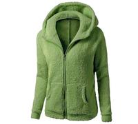 Green Teddy Fleece Sweatshirts Womens Winter Warm Sherpa Full Zip Up Hooded Jacket Fuzzy Hoodies with Pockets Stylish Soft Plush Fluffy Solid Color Oversized Hoodie Outwear Coats for Ladies