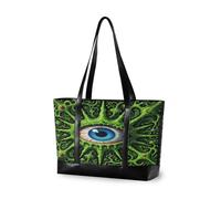 Green Tentacle All-seeing Eye Art Sturdy tote bags for laptops with zipper computer tote bags for women for nurse work with nurse work maletin ejecutivo para mujer