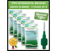 GREEN TEPE INTERDENTAL BRUSHES 0.8MM (40 BRUSHES) REMOVES DENTAL PLAQUE