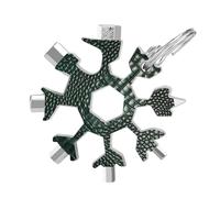 Green Texture 19-in-1 Snowflake Multi Tool, Stainless Steel Metal Snowflake Multitool with Keychain, Compact & Portable Tools for Outdoor Camping Survival Daily Use Gift for Men