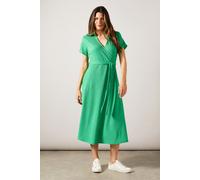 Green Textured Jersey Collared Midi Dress Wallis Green 20