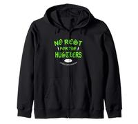 Green The Hustle Never Sleeps Green Graphic Zip Hoodie