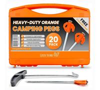Green Thumbz 20-Pack Heavy Duty Tent Pegs 20cm Galvanized Metal with Case & Remover in Orange Green Thumbz Orange