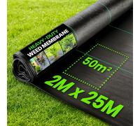 Green Thumbz 2M X 25M Weed Control Membrane Barrier Fabric - Heavy Duty Weed Membrane, Garden Membrane, Weed Control Fabric