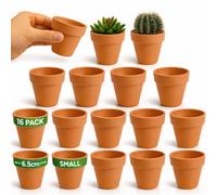 Green Thumbz Pack Of 16 Terracotta 6.5Cm Plant Pots Planter Pot For Flowers, Herbs, Succulents, Indoor & Outdoor Plants