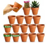 Green Thumbz Pack Of 16 Terracotta 8Cm Plant Pots Planter Pot For Flowers, Herbs, Succulents, Indoor & Outdoor Plants