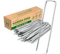 Green Thumbz Pack of 50 U-Shaped Weed Control Membrane 6" Pegs - Galvanized Ground Stake Garden Anchors in Silver | Size: 50 Pack Green Thumbz Silver 50 Pack