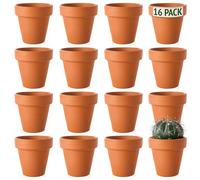 Green Thumbz Terracotta Plant Pots - 6.5cm x 16 Pack Small Plant Pots - Multi Purpose Mini Terracotta Pots for Plants, Flowers, Candle Making, and Painted Art