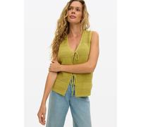 Green Tie Front Stripe Stitch Waistcoat 6