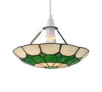 Green Tiffany Uplight Pendant Shade, Easy Fit Ceiling Lightshade, Traditional Coloured Glass Design