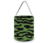 Green Tiger Stripe Camouflage Large Easter Basket Candy Bags Canva Tote Bag Portable Hallowee Bucket