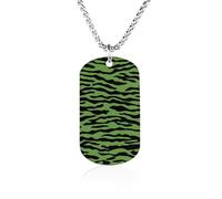 Green Tiger Stripe Camouflage Metal Pendant Necklace Chain Personalized Graphic Jewellery