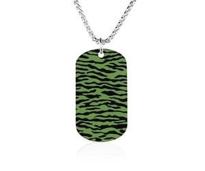 Green Tiger Stripe Camouflage Metal Pendant Necklace Chain Personalized Graphic Jewellery
