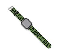 Green Tiger Stripe Camouflage Silicone Watch Strap Compatible with IWatch Adjustable Sports Band Unisex 42mm/44mm
