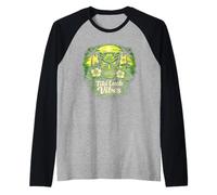 Green Tiki Vibes Shamrock Tiki Mask Tropical Hawaii Luck Raglan Baseball Tee
