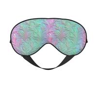 Green to Pink Gradient Delicate Floral Motifs Sleep Mask Eye Mask with Adjustable Strap, Eye Sleep Shade Cover Blocks Light for Women Men Airplane Travel Nap Meditation