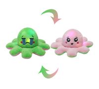 (Green to Pink) New Double-Sided Flip Reversible Octopus Plush Toy with LED Light Kids Toys Gift