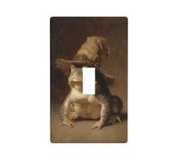 Green Toad Wearing A Witch Hat Halloween Light Switch Cover Decorative Single Toggle 1 Gang Wall Plate for Kitchen Farmhouse Bedroom Bathroom Art Decor