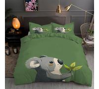Green Toddler Duvet Cover Set 120x150cm - Toddler Bed Duvet Cover with Pillowcase for Boys Girls Cute Koala Quilt Cover Set Breathable, Soft, Comfy, Anti-Allergic