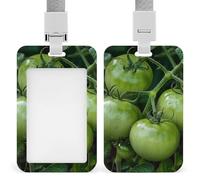 Green Tomatoes Image Id Badge Holder,Name Tag Holder with Detachable Lanyard,Waterproof Design Id Card Holder for Office, Workplace