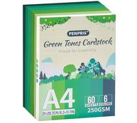 Green Tones Cardstock - 60 Sheets 6 Colours Green Cardstock A4 Size Card Stock Paper 250gsm/92lb Heavy Weight Cardstock for Printer, Card Making, DIY Crafts, Scrapbooking PAC06MX3