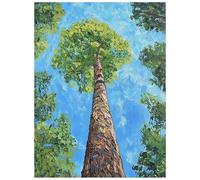 Green Towering Trees Modern Decorative Artwork 100% Hand Painted Contemporary Abstract Oil Paintings On Canvas Wall Art For Bedroom Dining Room Home 40X60Cm（16X24 Inch)