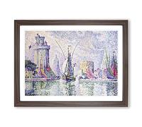 Green Towers Rochelle By Paul Signac Classic Painting Framed Print | A3 Walnut Framed Wall Art | Ready to Hang | Classic Historical Picture | Living Room Bedroom Lounge Office