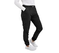 Green Town Scrubs for Women - Jogger Scrub Pant, Cargo Pockets, Stretch Fabric, Drawcord, Easy Care, Black, X-S Petite
