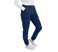 Green Town Scrubs for Women - Jogger Scrub Pant, Cargo Pockets, Stretch Fabric, Drawcord, Easy Care, Navy/Indigo, M Petite