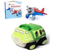 Green Toys Recycle Truck Plush & Airplane Board Book Bundle - Flight & Plush Play Set