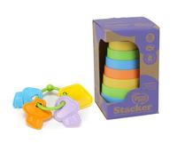 Green Toys Stacker & Key Bundle - Eco-Friendly Shape Sorting Stacker Toy with Key Ring Set for Toddlers, Recycled Plastic, BPA-Free, Made in USA