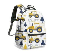 Green Tractor All-Over Print Backpack 42cm Large Capacity School Bag for Kids Boys Farm Theme Bookbag Vibrant Graphic Rucksack (03)