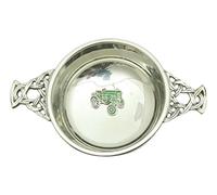 Green Tractor Enamel Pewter Knot Band Quaich Bowl Scottish Quaich 161