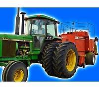 Green Tractor For Kids with Baler on the Farm