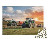 Green Tractor Jigsaw Puzzles 1000 Pieces Recycled Farm Work Senior Puzzles Party Game Props Great Gift Idea for Family And Friends Birthdays 38x26cm/1000pcs