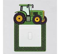 Green Tractor Light Switch Surround Sticker Farmer Vehicle Tread Marks Child Decal Wall Art Sticker Vinyl Kids Boys Girl Bedroom Room Decor