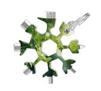Green Tree Background 19-in-1 Snowflake Multi Tool, Stainless Steel Metal Snowflake Multitool with Keychain, Compact & Portable Tools for Outdoor Camping Survival Daily Use Gift for Men