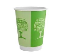 Vegware Green Tree Double Walled Hot Drinks Cups 12oz / 340ml, VDW-G12, Pack of 25