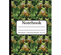 Green Tree Frog Design Composition Notebook: College Ruled - 120 Pages - 8.5 x 11": 9/32" (7.1 mm) Line Spacing with Vertical Margin 1⁄4" (32 mm)