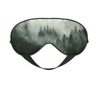 Green Tree Misty Landscape Print Functionality Cozy Eye Mask Adjustable Strap Nap Night Travel Camping Yoga Relax
