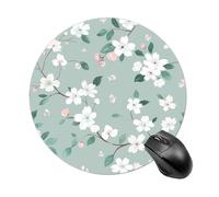 Green Tree Pattern Mouse Pad - Ultra Thin, 7.8 Inch Round Mousepad with Non-Slip Rubber Base, Waterproof Mouse Mat for Office, Gaming