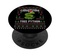 Green Tree Python Ugly Xmas Sweater Christmas Snake PopSockets Adhesive PopGrip