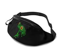 Green Tropical Frog Fanny Pack for Women Man Sport Waist Pack Bag Adjustable Workout Waist Bag, Black, One Size
