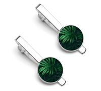 Green Tropical Jungle Plant 2 Pcs Tie Clips for Men Necktie Tie Bar
