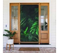 Green Tropical Jungle Plant Door Cover Decorations, Welcome Door Banner Backdrop Seasonal Spring Summer Porch Banner Sign Photo Background for Indoor Outdoor Party Decor 72.8 x 35.4 Inch